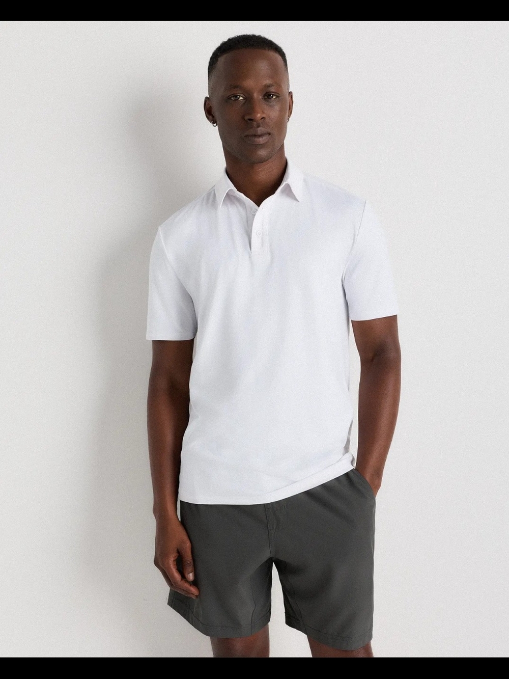 Quince Men's Flow Knit White Short-Sleeve Polo Shirt Medium NWT